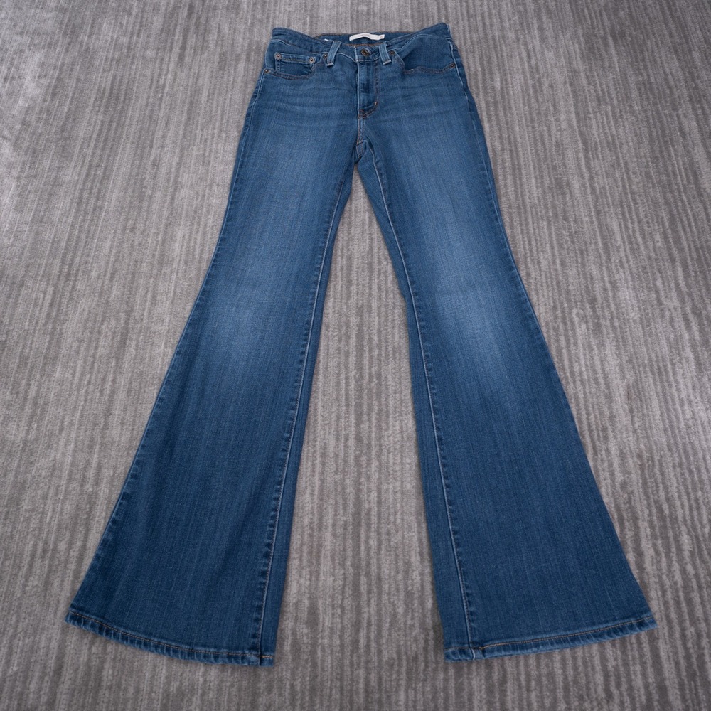 Levi's 726 Flare Jeans Womens 27 Blue Excellent High Rise Stretch Denim Pants